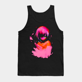 Pink Anime Girl Painting Tank Top